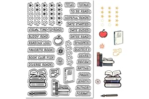 CRASPIRE Sellos Transparentes Silicona Reutilizables para Diario Tarjetas Libros Frutas Estrellas Palabras Flores Bolígrafos Pentagramas Goma para Álbumes Recortes Repujado Fotos Manualidades Decor