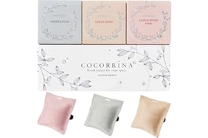 Cocorrína Woreczek zapachowy do szafy na ubrania, biały lotos/drzewo sandałowe, róża, czysty len, zapach do samochodu, odświeżacz powietrza, saszetki do szuflad i szafek, zapach do pomieszczeń (3