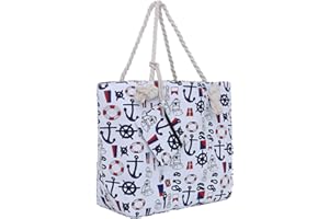 DonDon Grand sac de plage imperméable avec fermeture à glissière Sac shopping à bandoulière