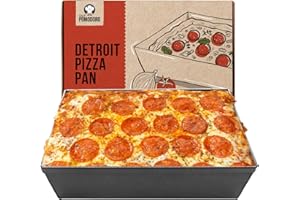 Chef Pomodoro - Plaque à Pizza Rectangulaire Style Detroit - Plaque Four et Moule Pizza en Aluminium Anodisé (25 x 20 cm)