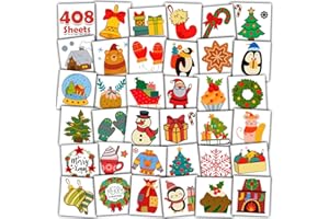 Leesgel Navidad Tatuajes Temporales Niños, 408 Estilos Individual Pegatinas Navidad para Relleno del Calendario Adviento,Decoracion Navidad Ideas Regalos Navidad 2024 Relleno Piñata Fiesta Cumpleaños