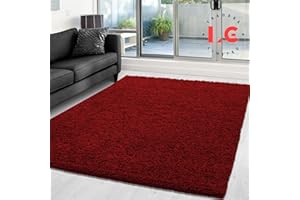 LG TRADERS LIMITED EXTRA THICK HEAVY PILE SOFT LUXURIOUS SHAGGY MODERN AREA BEDROOM HALL RUG RUNNER MAT (Red, 120 x 170 cm)