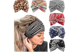 DRESHOW 6 Piezas Diademas Anchas para Las Mujeres Extra Grande Turbante Diadema Boho Head Wrap Elástico Hair Twisted Knot Accesorios para el Cabello