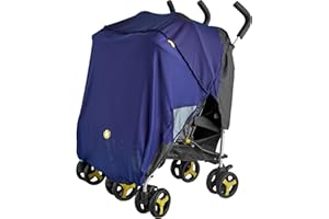 Koo-Di Real Sunshady Universal Double Stroller Sun Shade, Compact and Portable Buggy Shade, Fits Any Standard Double Stroller, Pushchair, Blocks 93% UVA & UVB Rays