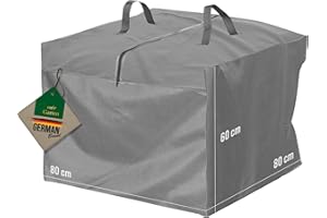 MEHR GARTEN Bolsa de almacenamiento para cojines de muebles de jardín | 80 x 80 x 60 cm | Poliéster tejido Oxford 600D, color: gris