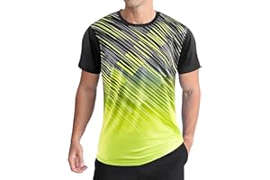 APTRO Camiseta Deportiva para Hombre con Diseño Degradado, Manga Corta, Tejido Elástico y Transpirable para Deportes