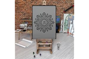 NAKLEO Mandala Große Malschablonen Durchmesser 39 cm - S, Tibetischer Kreis OM Geometrisches Ornament, Wiederverwendbare Kunststoff Wandschablone DIY Handwerk, Holz Möbel Boden Stoff