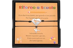CheersLife 2/3/4/5/6 Bracciale Madre e Figlia Bracciale Mamma e Figlio Regalo per Madre Figlia Figlio Bracciali Cuore Dinosauro Regalo per Donna Ragazza Ragazzi Natale Ritorno a Scuola Regalo