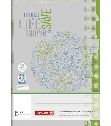 Bloc à Dessin Oxford A3 - 20 Feuilles Blanc 120 G/m² - Pour Crayon, Fusain, Peinture, Pastel