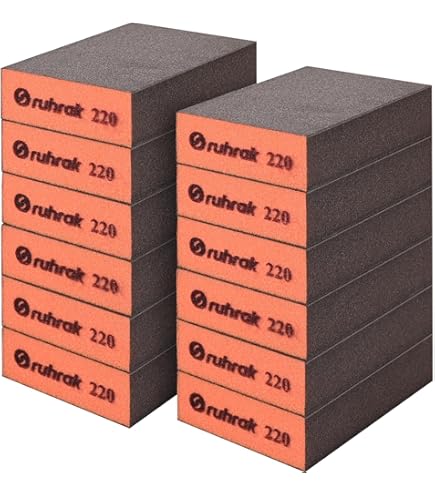 Lot De 6 Éponges De Ponçage Grains 60/100/120/150/180/220 - Cale à Poncer Rigide Réutilisable Pour Bois, Placo, Métal