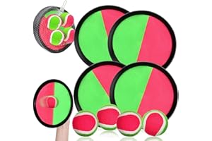 FORMIZON Juego de Bola y Lanzamiento, Juego de Lanzamiento y Captura, 4 paletas y 4 Bolas Atrapa el Juego de Pelota para Deportes, Playa
