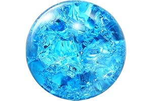 sourcing map 40mm/1.6" Crystal Sphere Ball Ice Cracked Glass Solid Decorative Sphere Crystal Ball Prop Ornament for Feng Shui Divination Fortune Telling Tabletop Fountain Decoration, Lake Blue