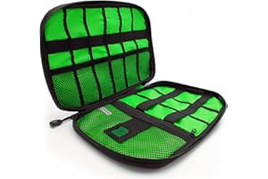 CampTeck U6748 Cable Organiser Bag Travel Electronic Accessories Storage Case for Chargers, Memory Cards, Power Bank, External Hard Dives, USB Cables, Plugs etc. – Black