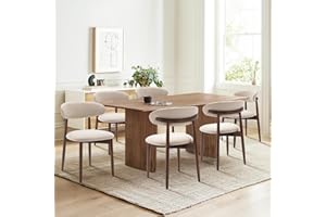 ‎COLAMY COLAMY Küchenstuhl Esszimmerstühle 6er Set, Moderne Polsterstuhl Essstühle mit Fester Rückenlehne, Stoff Esszimmerstühl mit Holzbein für Esszimmer, Küche, Restaurant, Beige