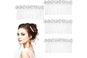 Lusofie 4Pcs Rhinestone Hair Side Comb Silver Bridal Hair Combs Hairpieces Rhinestone Wedding Hair Accessories for Women Girls(Silver)