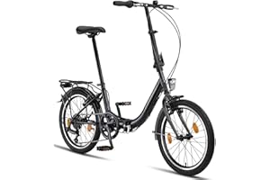 Chillaxx Bicicletta pieghevole Urban da 20 pollici, cambio Shimano a 6 marce, luce a LED, sistema di piegatura, bicicletta pieghevole