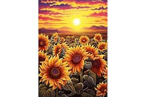 EOBROMD 5D Diamond Painting Kit Completo Tramonto, Girasole Pittura Diamante FAI DA TE, Paesaggio Diamond Painting Bambini Adulti, Strass Ricamo a Punto Croce Painting per Decorazione Casa 30x40cm