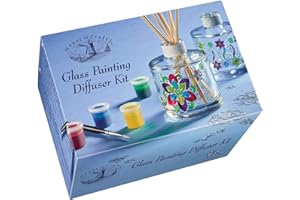 House of Crafts Diffuseur de peinture sur verre - Kit artisanal unique - Multicolore - Comprend 2 flacons diffuseurs de parfum en verre, des autocollants de contour argentés, 5 peintures, un pinceau,