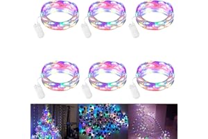 Etopgo Fairy Lights Battery Operated,6 Pack 2m 20LEDs Micro Waterproof Copper Wire String Lights for Bedroom Christmas Party Wedding Decoration (Multicolor)