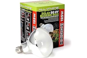 Komodo Solar D3 UV Basking Bulb Heat and Light Bulb for Desert & Tropical Reptile Habitats, Terrarium & Vivarium Lighting 125W