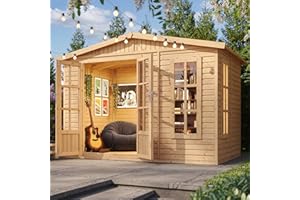 Casetta da giardino 6m2-332x222xA232 cm - Casetta in legno da giardino - Capanno in legno - Studio giardino - con tegole bituminose rosse - TIMBELA M334FB+H334FBRED