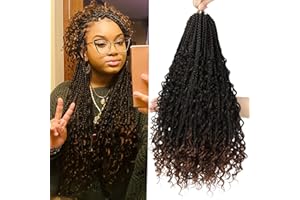 FIRSTCYH HAIR 8 Packs Crochet Braids Hair Extensions-24 Inch Goddess Braids Extensions Hair Crochet Braids With Curly Ends Crochet Braiding Hair for black women Boho Box Braids Crochet Hair Pre Looped(1B/30#)