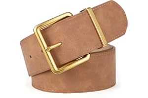 XZQTIVE Women Wide Belt for Dresses Chunky Fashion Suede Belts with Gold Buckle