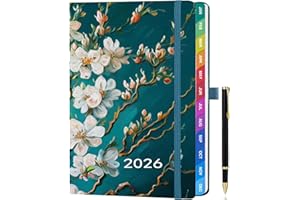 ZXHQ Week to View 2026 Diary A5 (5.9" × 8.5"), Jan - Dec, 2026 Full Year Weekly and Monthly Planner, Colorful Monthly Tabs, UK Holiday, with Pen, Inner Pocket - Dark Green