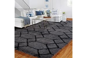 BYBSRLL Geometric Rug for Bedroom, 120x180 Grey and Black Living Room Area Rugs for Kids Baby Room, Nursery, Dorm, Lounge Decor, Thick Soft Fluffy Plush Fuzzy Non-slip Floor Carpet