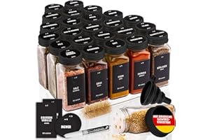Deco haus® Gewürzgläser eckig mit Schraubkappe 24er Set [+Etiketten & Streueinsatz] - Gewürzdosen Set Glas - Gewürzbehälter Spice Jars - Gewürze Aufbewahrung - Gewürz Organizer Gewürzaufbewahrung