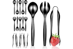 18 Count Disposable Serving Utensils, Black Plastic Serving Utensils Set for Catering Weddings, Holiday Parties, and More, Disposable Serving Spoons for Buffet, Party Utensils, Stock Your Home