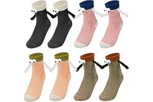 Fuhesgu 4 Pares Calcetines Navidad Mujer Calcetines Hombre Regalo Navideño Calcetine con dos manitas Magnéticas para Nochebuena