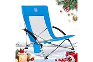 TIMBER RIDGE Silla Plegable de Playa Portátil Bajo Silla de Camping Espalda Alta en Malla Ultraligero con Bolsa de Transporte