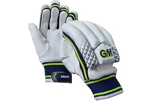 Gunn & Moore GM Cricket Batting Gloves, Prima, Fluro Yellow/Blue, Small Junior Left Handed, 1 Pair, 51682320