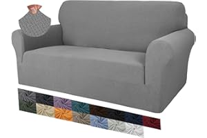 MAXIJIN Creative Jacquard Couch Covers for 2 Seater, Super Stretch Non Slip Love Seat Sofa Cover for Dogs Pet Friendly Elastic Furniture Protector Loveseat Slipcovers (2 Seater, Light Grey)