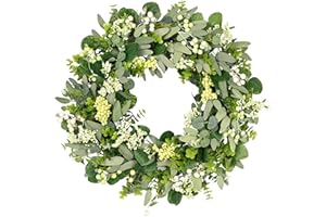 ZEPHYRHOME 46 cm Ghirlanda di Eucalipto Artificiale，decorazione della corona ghirlanda della porta，Eucalipto Ghirlanda Porta Ingresso ，ghirlanda primaverile estiva，Ghirlanda per Porta Parete nozze di Casa（verde）