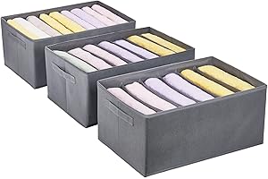 Eucomir Organizador de Ropa Para Armario, Paquete de 3, Caja de Almacenamiento de Armario No Tejida, 6+7+9 Celdas Organizadores de Ropa Plegables Para Sudaderas, Suéteres y Jerséis