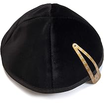 Kippa Satin 20cm Avec Menorah Et Étoile De David - Pour Synagogue, Cérémonie - Kippa Juive Traditionnelle