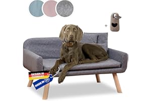Rohrschneider Hundesofa Chicago | abwaschbares Hundebett für kleine bis mittelgroße Hunde | belastbar bis 50 kg Dank massivem Holzgestell | Made in EU | grau | B 103 x T 57 x H 50 cm | Gassibeutel