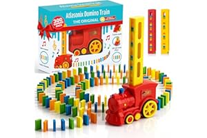 Atlasonix Domino Zug Spielzeug Set für Kinder, 300 Teile, Elektrischer Zug Domino für Kinder, Domino Spielzeug für 3 4 5 Jahre Jungen Mädchen