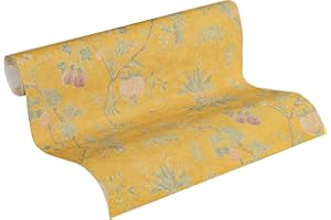 A.S. CRÉATION Livingwalls Carta da parati - Carta parati floreale in giallo e verde - per diverse stanze - Carta da parete in 10,05 m x 0,53 m