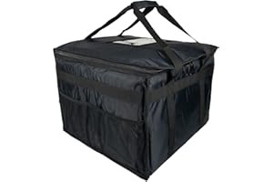 LEDSA MART HFB70L Wärmespeichertasche für Pizza, Takeaway, Restaurant, Picknick, indisch, Chinesisch, Kebab, Catering, Liefertasche, thermisch isoliert, 45 x 45 x 35 cm, Schwarz