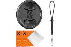 K&F CONCEPT 49mm Lens Cap Cover, 4 in 1 Centerpinch Lens Cap | med svart anti-förlust hållarkoppel och mikrofiber rengöringsd