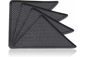 AL KAHF Rug Gripper Heavy Duty Mat Gripper Pad Reusable Carpet Stickers Rug Pad Anti Slip Carpet Underlay Grippers For Laminates Tiles Wooden And Hard Floors Home Accessories Black (Pack Of 4)