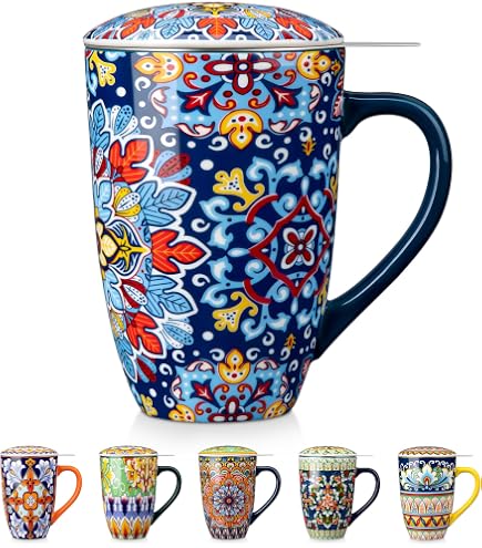 Tisanière Porcelaine Easylife Tisanière En Porcelaine Avec Filtre Inox - Coffret Cadeau Wild Tropical - Capacité 300 Ml - Lavable Au Lave-vaisselle Mug Design Couleur Multicolore