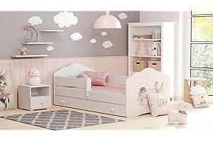 KOBI Cama para Niños con Colchon y cajón FALA | 160 x 80 cm | Camas Infantiles Blanco | Cama Niño | Cama Pequeña Niña | para Chica o Chico | Muebles Camas Infantiles | Habitación Juvenil