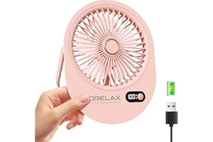 Morelax Ventilador de Mesa Portatil Recargable, Pequeño Ventilador Personal con Viento Fuerte a Batería, Mini Ventilador USB de Mano Para Interiores, Exteriores y Oficinas(Rosa)