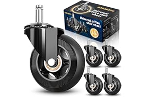 BARAKYEG Ruedas Silla Oficina,5 Piezas ruedas 11 mm x 22 mm,Ruedas Silla Oficina para Parquet Repuesto Universales Seguro Silencio y sin Arañazos,ruedas para sillas oficina Todo Tipo de Suelos,Negro