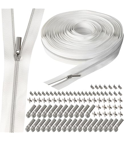 Chiusura Lampo A Spirale Beige 9 Metri - Cerniera 6mm Con 25 Cursori Antiblocco, Per Cucito Fai Da Te