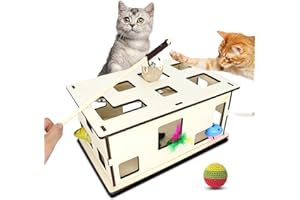 Sugeru®Giochi per Gatti in Casa-Nuovo Tipo Scatola Portagiochi Interattiva per Gatti,Palline per Gatti,Tunnel per Gatti,Giochi Alimentari,Giocattoli Educativi,Gatti Accessori,Prodotti Naturali (Gatto)